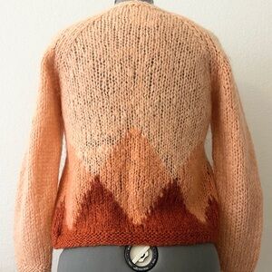 Vintage 1960s Italian Hand Knit Mohair Cardigan Cozy Cottagecore